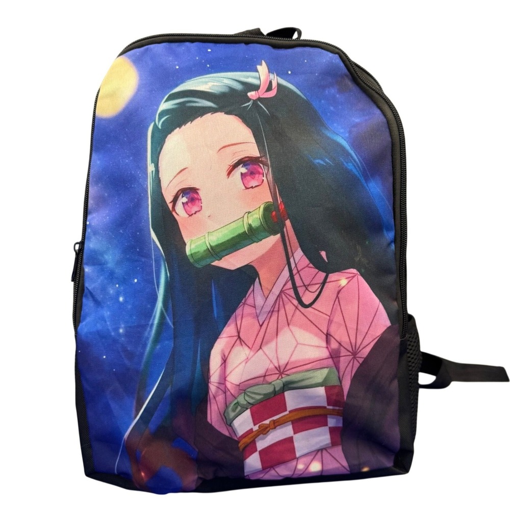 Demon Slayer Nezuko Kamado Anime Backpack Black Graphic School Bag Manga